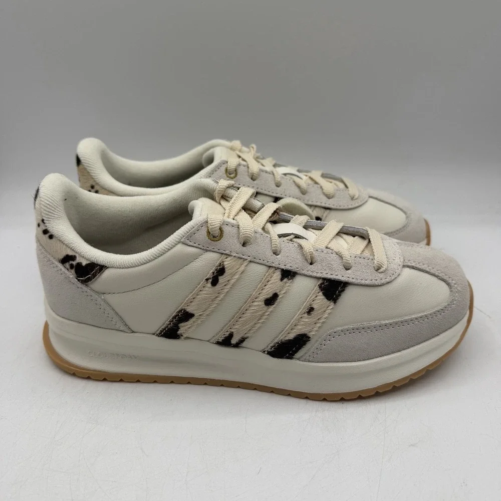 Adidas Run 70s 2.0 Running Shoes Womens Sz 7 Cream/Leopard Sneakers‎ JP6160
